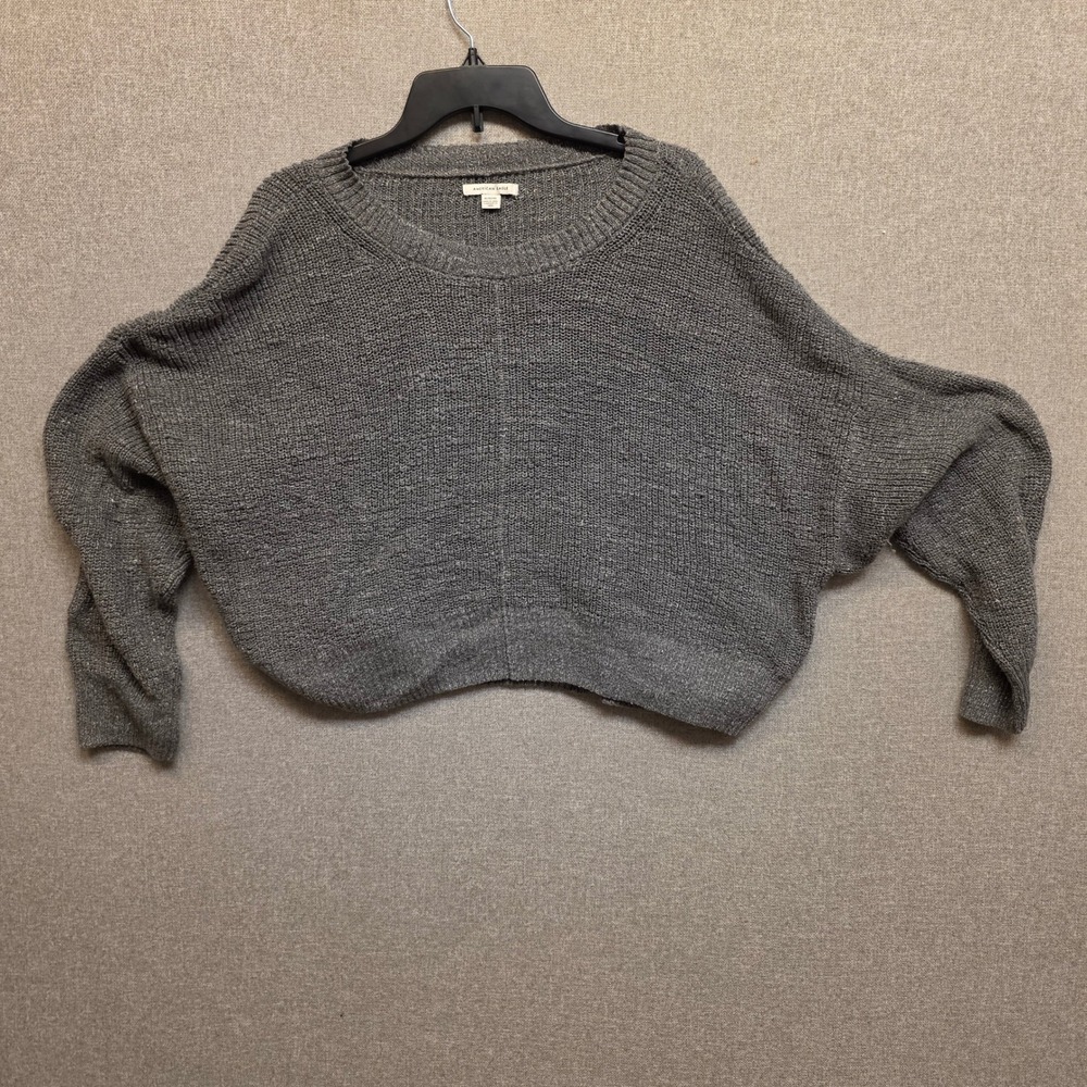 American Eagle Womens XL Gray Marl Cropped Batwing Sweater Y2K Boho
